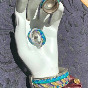 3 piece set - SUMMER BEAD jewelry --  TURQ & colors!!  Bracelet, earrings, ring